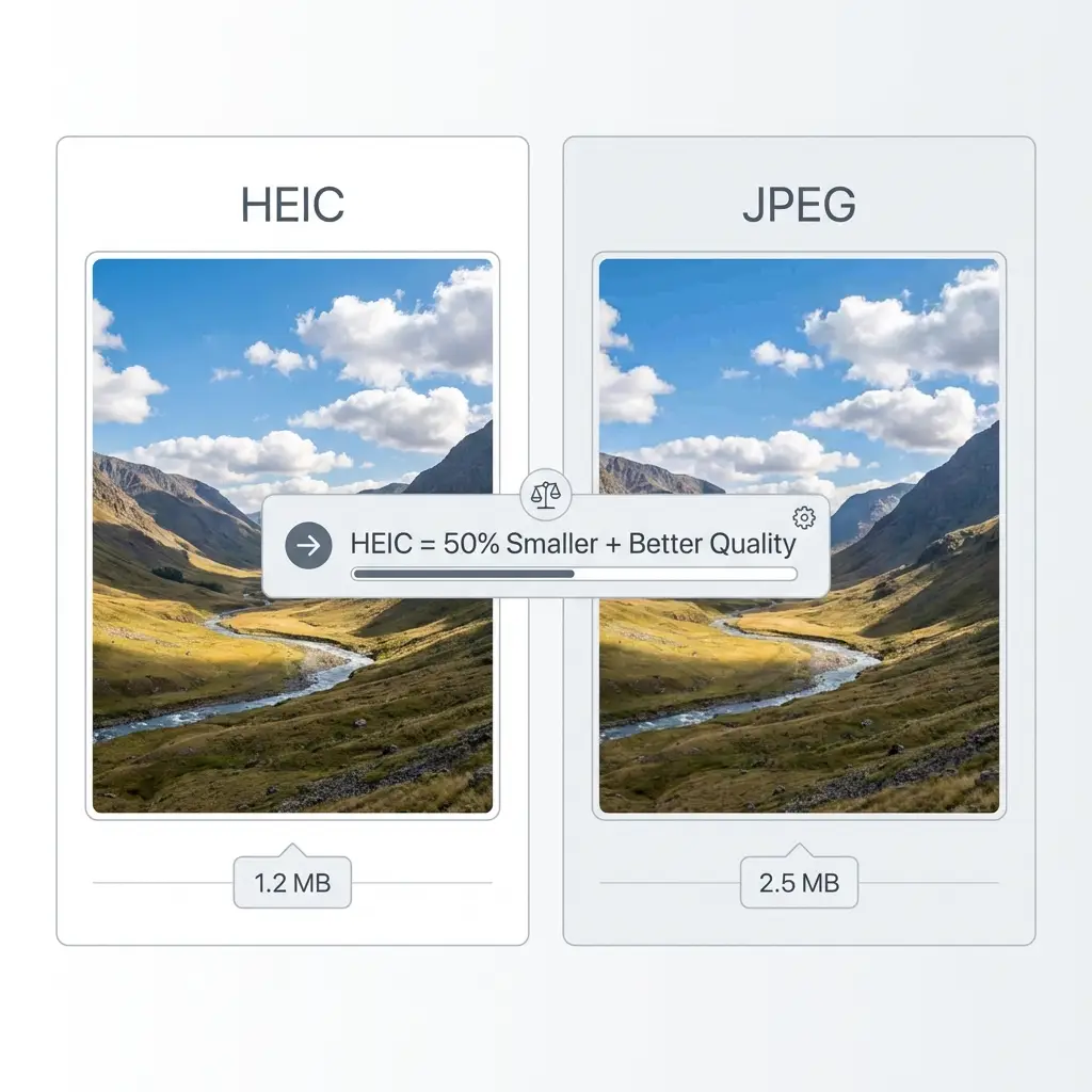 HEIC vs JPEG Comparison Infographic